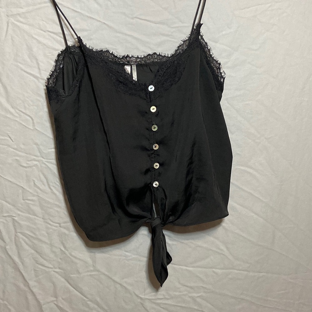 Black lace crop top